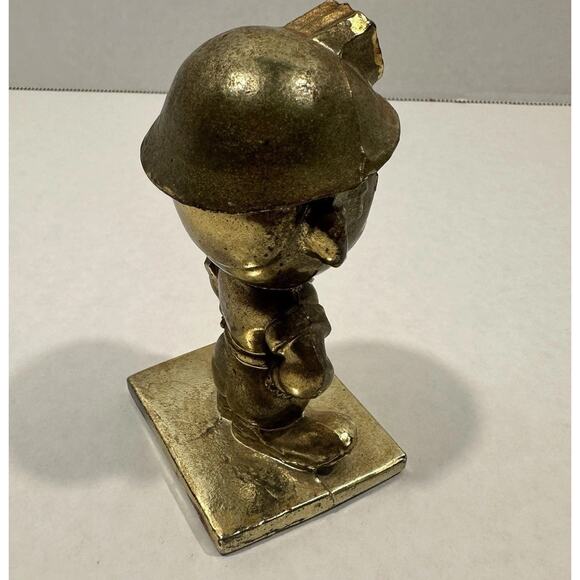 VTG Gold Tone Metal PHILLIPS 66 Petroleum Gas & Oil Field Worker Mascot Figurine - Picture 7 of 12